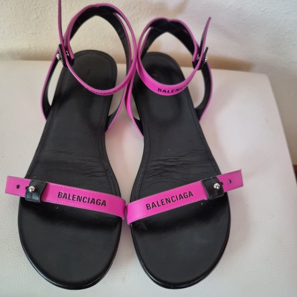 Balenciaga Black and Pink Women's Sandals - Picture 1 of 4